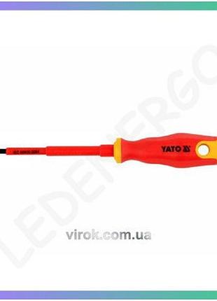 Отвертка плоская диэлектрическая yato sl4 x 100 мм изолированная vde до 1000v для электромонтажных работ