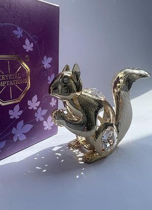 Фигурка с камнями swarovski белка с орешком 6 см 1601874