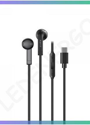 Навушники з мікрофоном havit hv-e336c usb-c чорні дротові гарнітура для музики та відеодзвінків