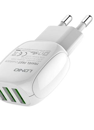 Адаптер сетевой ldnio micro usb cable a3315 |3usb, 3.1a| 5