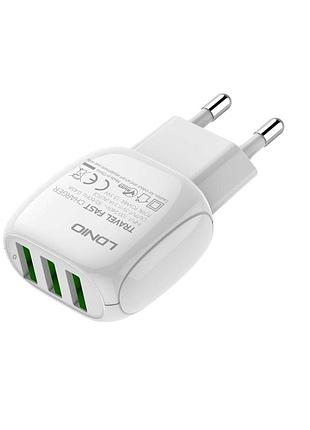 Адаптер сетевой ldnio micro usb cable a3315 |3usb, 3.1a| 6
