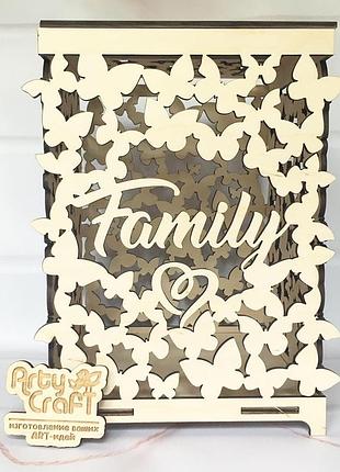 Свадебная коробка для денег на свадьбу family 25x20x18 cм светлое дерево