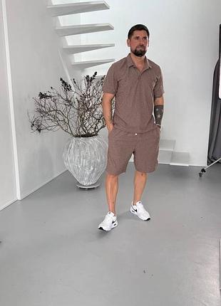 Костюм з льону, шорти та сорочка, туреччина, m,l,xl,2xl