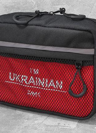 Маленькая сумка кросс-боди через плечо с патриотическим принтом "i'm ukrainian" черный/красный