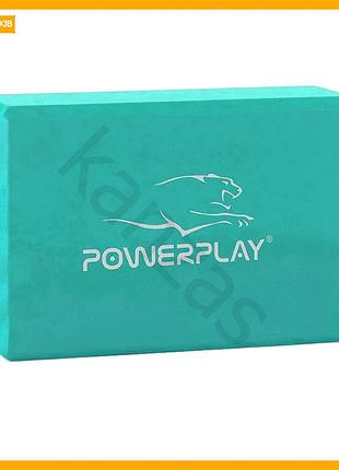 Блок для йоги powerplay мятный eva пена для фитнеса и пилатеса кирпич для асан