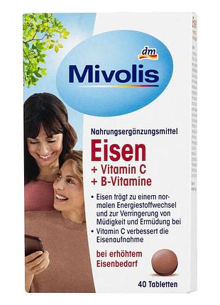 Залізо + вітамін с + вітаміни групи в mivolis eisen + vitamin c + b-vitamine 40 таблеток, 25 г, від dm