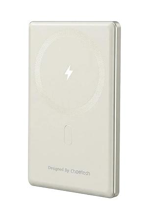 Повербанк 5000mah choetech b738 white qc3.0 pd3.0 бездротова магнітна зарядка (43-00160)