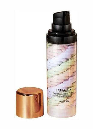 Трехцветная база под макияж images toning tricolor cream, 40г