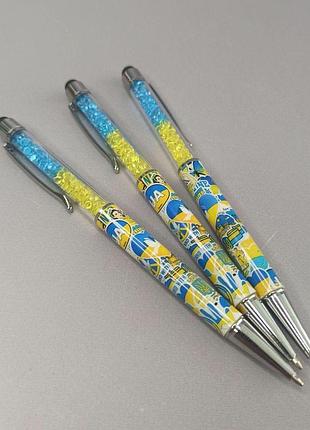 Ручка кулькова «touch pen (стилус)-сваровські-україна» жовто-блакитна