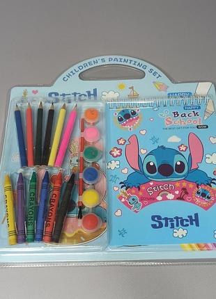 Раскраска а5 stitch6 листов,карандаши.краски.кисточка