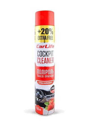 Полироль для панели приборов carlife cockpit cleaner клубника, 750мл