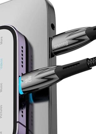 Дата кабель baseus glimmer series fast charging data cable type-c to lightning 20w 1m (cadh000001) black 3