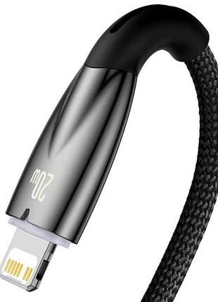 Дата кабель baseus glimmer series fast charging data cable type-c to lightning 20w 1m (cadh000001) black 4