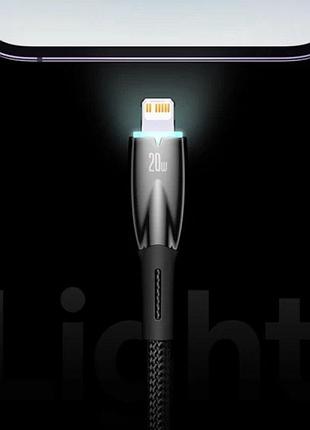 Дата кабель baseus glimmer series fast charging data cable type-c to lightning 20w 1m (cadh000001) black 5