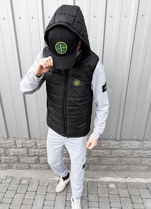 Мужской спортивный костюм stone island + жилетка
