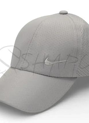 Бейсболка плащівка перфорація з вишивкою літня на регуляторі nike lpp01 світло-сірий