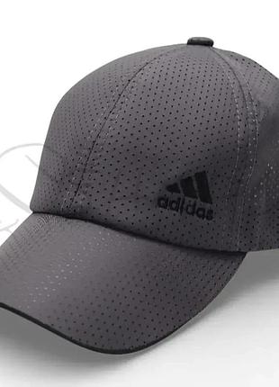 Бейсболка плащевка перфорация летняя с вышивкой на регуляторе adidas lpp02 темно-серый