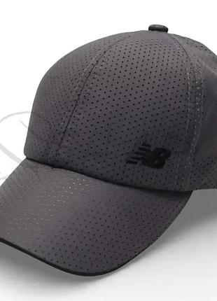 Бейсболка плащевка перфорация летняя с вышивкой на регуляторе new balance lpp03 темно-серый