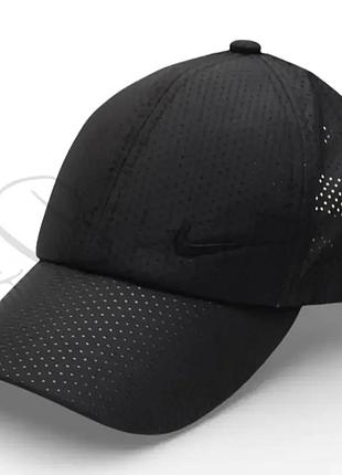 Бейсболка плащевка перфорация летняя с вышивкой на регуляторе nike lpp01 черный
