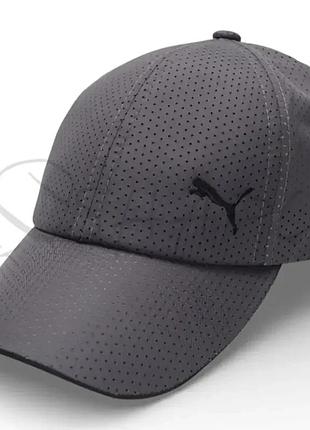Бейсболка плащевка перфорация летняя с вышивкой на регуляторе puma lpp04 темно-серый