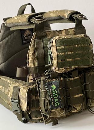 Тактическая плитоноска разгрузка asdag для военных/ плитоноска з подсумками для магазинов с molle/ пиксель