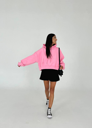 🔸вкорочений худі oversize розмір: 42-46 (oversize) ▪️колір : чорний, барбі, меланж