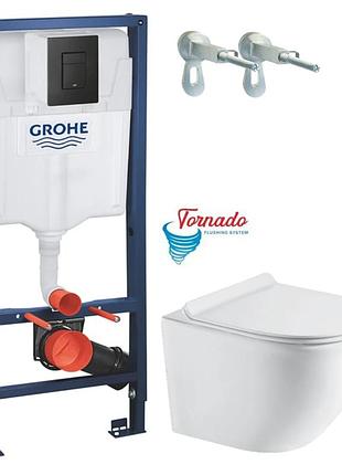 38811kf0+rn-0520-rq3 grohe solido інсталляція, клавіша чорний мат та унітаз koller pool round tornado 3.0