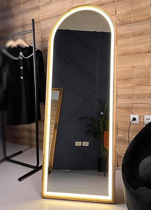 Зеркало ростовое арка с led-подсветкой luxury wood в деревянной раме ясен сніжно-білий, 1750, 750