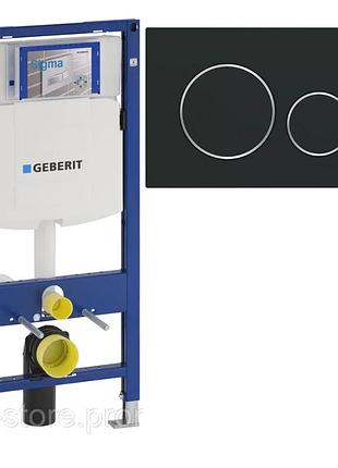 111.300.00.5+115.882.14.1 инсталляция для унитаза geberit duofix sigma12 см+клавиша sigma20 черн.мат/хром глян