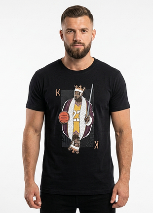 Футболка мужская подростковая черная с принтом james lebron lakers nba