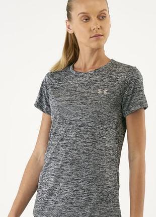 Жіноча спортивна футболка under armour tech twist в чорно-меланжевому кольорі, розмір м