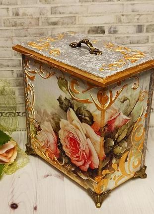 Сахарница деревянная декорированная