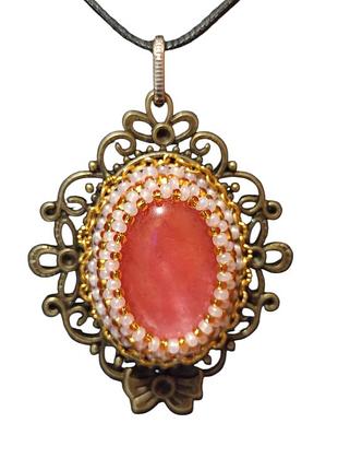 Кулон из натурального камня strawberry gold