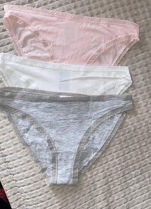 3 штуки хлопковых трусиков h&amp;m из комплекта