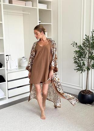 Жіночий подарунковий набір boho (халат+сорочка)