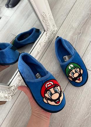 Сині кімнатні тапочки на мягкі підошві тапки кімнатні капці super mario взуття для дому капці для хлопця 30-31р