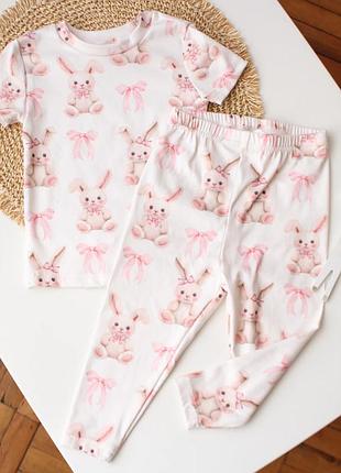 Красивый летний костюмчик футболка + леггинсы в зайки shein 12-18 мес