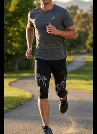Мужские тайсы лосины капри для бега asics stripe knee tignt l