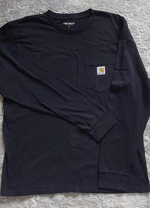 Лонгслив carhartt wip l/s pocket t-shirt в черном цвете.