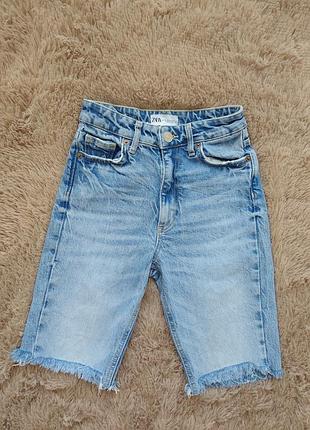 Джинсовые шорты удлиненные xxs 32p zara