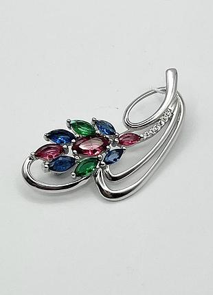Брошка-булавка серебряная с кубическим цирконием 4,1 г
