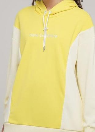 Жіноче худі new balance, athletics fleece hoodie, жовто-бежевий колір, розмір м, оверсайз