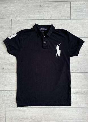 Чорна чоловіча футболка поло ральф лорен polo ralph lauren big pony black m розмір майка теніска оригінал