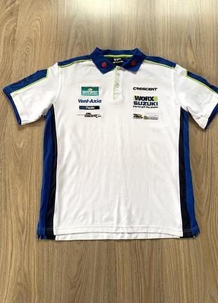 Мужская винтажная хлопковая поло с нашивками suzuki racing worx crescent
