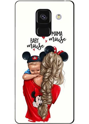 Силіконовий чохол бампер для samsung a8 plus з малюнком мама та малюк