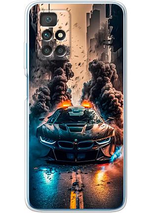 Чехол силиконовый с картинкой на xiaomi redmi 10 (машина bmw i8)