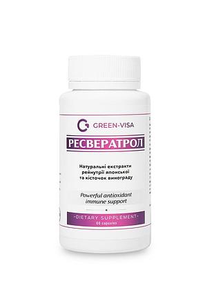 Ресвератрол (resveratrol), 60 капсул, green visa