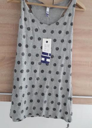 Debenhams 
36/s/44
жіноча сіра майка в блискучий чорнийгорох
100% віскоза
нова з біркою