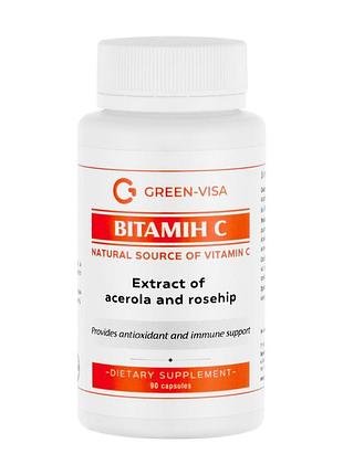 Витамин c (vitamin c), 90 капсул, green visa