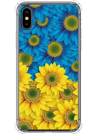 Чохол силіконовий протиударний с посиленими кутами патріотичний на телефон iphone x жовто-блакитні квіти "1048sp-1050-58250"